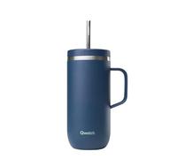 QWETCH - Vaso Térmico con Pajita y Asa 600 ml Azul Noche - 24h Frío & 12h Fresco - Acero Inox Reciclado, Sin BPA - Taza Isotérmica Reutilizable para Café Helado, Té Frío y Agua Aromatizada