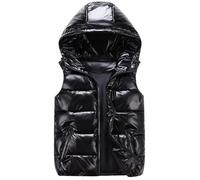 QWEZXCMI Chaleco Unisex, 2021 Winter Winter Warm's Lightweight con Capucha, Chaleco sin Mangas Acolchado Acolchado, Chaleco con Capucha para Hombres y Mujeres,Negro,M