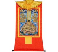 QWFVHJ Pintura Colgante de pergamino, Imagen de pergamino de Seda, Pintura de pergamino de Seda, Thangka Tibetano, Shakyamuni en el árbol del Refugio, Gautama Buda(Red,Medium(62cm*47cm))