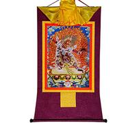 QWFVHJ Pintura Colgante de pergamino, Imagen de pergamino de Seda, Pintura de pergamino de Seda, Thangka Tibetano, Guru Dragpo, una emanación Feroz del Gurú-Santo(Purple,Small(35cm*27cm))