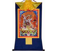 QWFVHJ Pintura Colgante de pergamino, Imagen de pergamino de Seda, Pintura de pergamino de Seda, Thangka Tibetano, Guru Dragpo, una emanación Feroz del Gurú-Santo(BLU,Small(35cm*27cm))