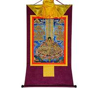 QWFVHJ Pintura Colgante de pergamino, Imagen de pergamino de Seda, Pintura de pergamino de Seda, Thangka Tibetano, Shakyamuni en el árbol del Refugio, Gautama Buda(Purple,Large(85cm*63cm))