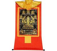 QWFVHJ Pintura Colgante de pergamino, Imagen de pergamino de Seda, Pintura de pergamino de Seda, Thangka Tibetano, Avalokitesvara de Cuatro Brazos, Padmapani, Chenrezig(Red,Large(85cm*63cm))