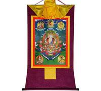 QWFVHJ Pintura Colgante de pergamino, Imagen de pergamino de Seda, Pintura de pergamino de Seda, Thangka Tibetano, Avalokitesvara de Seis Brazos, 6 Budas curativos(Purple,Small(35cm*27cm))