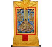 QWFVHJ Pintura Colgante de pergamino, Imagen de pergamino de Seda, Pintura de pergamino de Seda, Thangka Tibetano, Shakyamuni en el árbol del Refugio, Gautama Buda(Unique Colour,Large(85cm*63cm))