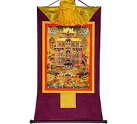 QWFVHJ Pintura Colgante de pergamino, Imagen de pergamino de Seda, Pintura de pergamino de Seda, Thangka Tibetano, Gurú Rinpoche en la Tierra Pura(Purple,Medium(62cm*47cm))