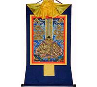 QWFVHJ Pintura Colgante de pergamino, Imagen de pergamino de Seda, Pintura de pergamino de Seda, Thangka Tibetano, Shakyamuni en el árbol del Refugio, Gautama Buda(BLU,Large(85cm*63cm))