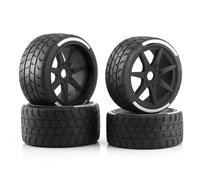 QWHTYO RC Coche Rueda Neumáticos Compatible con Arrma para Felony para FSR para GT 1/7 RC Coche para Piezas De Mejora De Modelo 53/107 42/100 Neumático 17mm Rueda Hexagonal 4 Uds(Black)