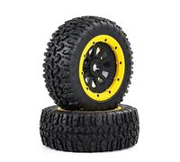 QWHTYO RC Coche Rueda Neumáticos Compatible con Hpi para Km para Baja 5S para SLT V5 para LOSI para 5IVE T 1/5 RC Car Parts- 180X70mm 2 Uds Neumáticos Wasteland Y Juego De Cubos De Rueda