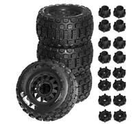 QWHTYO RC Coche Rueda Neumáticos Compatible con TRAXXAS para MAXX para ARRMA para Granite para Kraton para Outcast 1/10 RC 128mm para Monster Stunt Truck Tire Y Hex(Black,B)