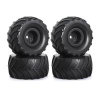QWHTYO RC Coche Rueda Neumáticos Compatible con TRX4M para FMS para FCX24 para Axial para SCX24 1/18 1/24 para Monster Truck RC Crawler Car Parts Juego De Neumáticos De Llanta De 52 Mm Y 1,0"(Black)