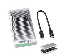 QWIIZLAB Caja SSD M.2 NVMe sin ventilador de 80 Gbps con carcasa de aluminio, compatible con Thunderbolt 5/4/3, compatible con versiones anteriores USB 4/UBS3.2/3.1/3.0, soporta SSD PCIe M.2 de hasta