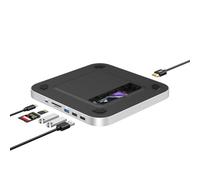 Qwiizlab Hub USB-C con carcasa SSD, estación de acoplamiento para Mac Studio Mac mini M2/M1/Intel, HDMI 4K, tipo C 10 Gbps, lectores de tarjetas de 104 MB/s, se adapta a M.2 PCIe SATA y NVMe SSD