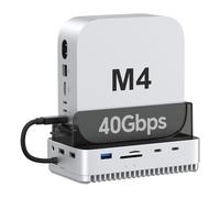 Qwiizlab Mac Mini M4/M4 Pro Stand Hub con alloggiamento SSD NVMe da 40 Gbps, Docking Station con 2 USB-A 10 Gbps, lettori di schede TF/SD 4.0 312 MB/s, USB-A 2.0, compatibile con M.2 PCIe Fino a 8 TB