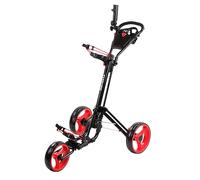 Qwik-Fold Carrito de Golf de 3 Ruedas, Sistema Patentado de Bala y Freno de pie, ¡un Segundo para Abrir y Cerrar! (Negro/Rojo) (933-3.0-BLK/Red)