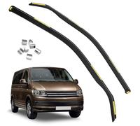 QWORK® 1 Par Deflectores Ventanilla Coche Compatible con VW Transporter T5 T6, Deflector de Viento en Vidrio Acrílico Negro, Fácil Instalación con Adhesivo Trasero Premium