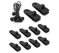 QWORK® 10 Juegos de Pinzas para Tienda de campaña y Cuerda elástica de Bola Fuerte para Tienda de campaña, toldo, toldo de RV