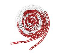 QWORK® 10 Metro Cadena de Seguridad de Acero Galvanizado Ø 5 mm, Roja-Blanca