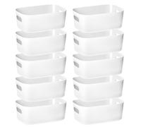 QWORK® 10 PCS Cajas de Almacenamiento de Plástico Blanco con Asa 24.5 * 16 * 10 cm, Contenedores de PP Apilables Ideales para Uso en el Hogar, la Oficina y la Escuela
