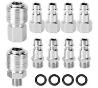QWORK® 10 piezas 1/4" BSP acoplador de aire, conectores rapidos aire comprimido, accesorios para compresores y líneas de aire