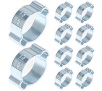 QWORK® 10 piezas abrazaderas de manguera de doble oreja, de hierro galvanizado, ajustables para tuberías de gasolina/combustible (13-15 mm)