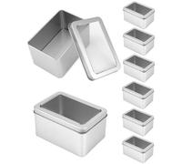 QWORK® 10 Piezas Caja de almacenamiento de hierro con tapa extraíble - 115x85x22 mm - Caja pequeña para guardar objetos pequeños o como caja de regalo