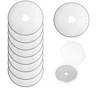 QWORK® 10 piezas de cuchillas de repuesto para cortador de rodillo de 45 mm - Acero SK5, agujero en forma de flor de ciruela - incluye caja de almacenamiento