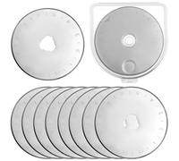 QWORK® 10 Piezas de Cuchillas de Repuesto para Cortador rotativo de 45 mm - Acero SKS-7, Agujero para Flor de Ciruelo - Incluye Caja de Almacenamiento