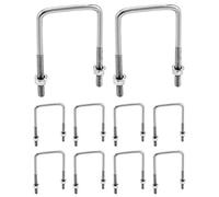 QWORK 10 Piezas M6 Pernos en U Cuadrados, 304 acero inoxidable, Tornillos en U, 80 x 50 mm, con tuerca y arandela, para tuberías, instalación de edificios y aplicaciones industriales