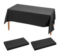 QWORK® 10 Piezas Mantel Largo Negro, Plástico, 274 x 137 cm, Mantel Impermeable, Adecuado para Restaurantes, Bodas, Fiestas y Eventos Especiales