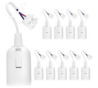 QWORK® 10 Piezas portalámparas E27, portalámparas con cable, 4 A 250V adaptador de bombillas, para trabajos de construcción, cocina, salón, blanco