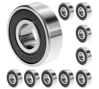 QWORK® 10 piezas rodamientos de bolas 6201-2RS, rodamientos rígidos de bolas miniatura con doble protección, acero para rodamientos