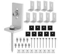 QWORK® 10 Piezas Soporte Placas Solares de aluminio de 90° para montaje de paneles solares, ángulo de montaje en L, soporte fotovoltaico para techo plano, con tornillos