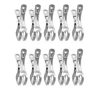 QWORK® 10 Pinzas Toalla Playa Pinzas Ropa de Acero Inoxidable, Pinzas Grandes Resistentes al Viento para Edredones, Toallas, Ropa Pesada (11 cm)