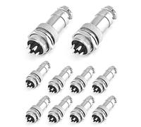 QWORK® 10 Pzs GX16 Conector Aviacion 4 Pines, AC 200V 5A 16mm Macho Hembra Enchufe de Aviación