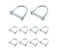 QWORK® 10 Pzs Pasadores de Seguridad Forma de D, 1/4 Pulgadas Pasadores Bloqueo de Acero al Carbono para Granja Césped Jardín Remolques - 6 x 50 mm