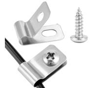 QWORK® 100 juego de abrazaderas para alambre de cerca de acero inoxidable 304 - clips de sujeción para alambre tensor de cerca, fijación de cerca con tornillos