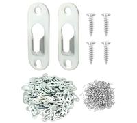 QWORK® 100 Piezas Colgadores de Ojo Cerradura, con Tornillos, 45x 16 mm, Acabado Plateado Galvanizado de Metal, para Marcos de Cuadros