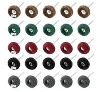 QWORK® 100 Piezas discos de pulido para herramientas rotativas, 25 mm de diámetro, vástago de 6 mm, grano 80/150/240/400/600, para pulir metales y no metales