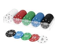 QWORK® 100 Piezas fichas de Juego de Mesa con valores Impresos, Set de contadores de Puntos en 5 Colores con Caja organizadora