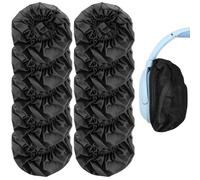 QWORK® 100 Piezas Fundas para Almohadillas, Negras, Fundas de Repuesto higiénicas para Auriculares, para Auriculares de 10-12 cm