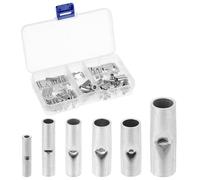 QWORK® 100 piezas kit de conectores a tope sin aislamiento,terminales de crimpado de cable de cobre 24-8 AWG