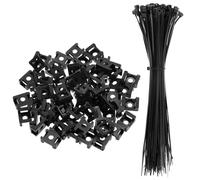 QWORK® 100 Soportes de Bridas 23x16x9mm con 100 Bridas de Nylon 20 cm - Kit Organizador de Cables para Hogar, Oficina y Redes