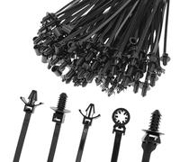QWORK® 110 Piezas bridas automóviles, fijación de bridas plastico auto-bloqueantes, para agrupamientos automotrices e cable interiores