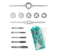 QWORK® 12-pieza Terrajas y machos de roscar - Acero para cojinetes - Métrico M6-M12 - para cortar hilos nuevos y reparar hilos dañados