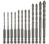 QWORK® 12 Piezas brocas porcelanico, Ø 3-12 mm broca con vástago hexagonal, para metal, ladrillo, vidrio, plástico, madera