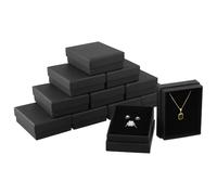 QWORK®12 Piezas cajas de regalo de papel kraft negro para joyas, ideal para pendientes y anillos, perfecto para cumpleaños, bodas, regalos de Navidad, 9 x 7 x 3 cm