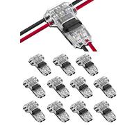QWORK® 12 Piezas Conectores Electricos Rapidos Forma de T, 2 Pines Empalmes Cables Electricos sin Soldadura para Cables Conexión 20/22 AWG