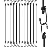 QWORK® 12 Piezas Cuerdas elásticas de 60 cm con Ganchos, Correas elásticas Multiusos para Equipaje y Acampada