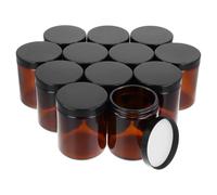 QWORK® 12 Piezas frascos de vidrio ámbar de 240 ml con tapas negras, recipientes multiusos con protección UV, para aceites escenciales y lociones